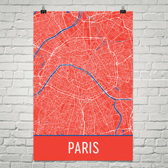 Paris France Street Map Poster Black