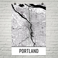 Portland OR Street Map Poster White