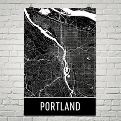 Portland OR Street Map Poster Red