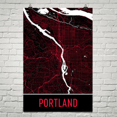 Portland OR Street Map Poster Black