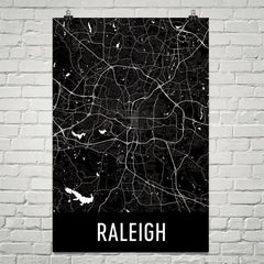 Raleigh NC Street Map Poster Red
