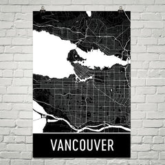 Vancouver BC Street Map Poster Blue