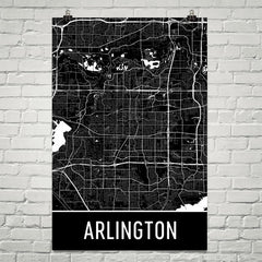Arlington TX Street Map Poster Blue
