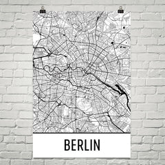 Berlin Germany Street Map Poster White