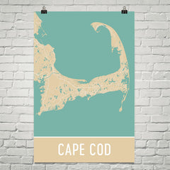 Cape Cod MA Street Map Poster White