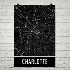 Charlotte NC Street Map Poster Purple