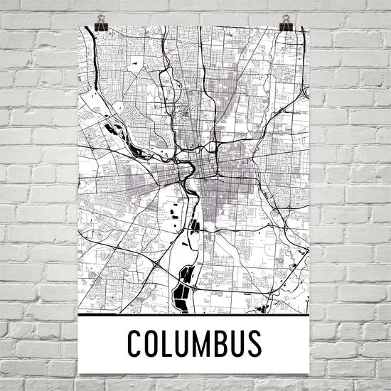 Columbus Street Map Poster Black