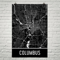 Columbus Street Map Poster White