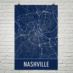 Nashville TN Street Map Poster Black and Gold