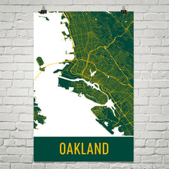 Oakland CA Street Map Poster Green