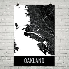 Oakland CA Street Map Poster Black and Silver