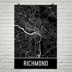 Richmond VA Street Map Poster Red