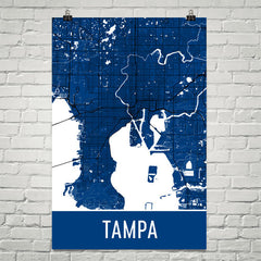 Tampa FL Street Map Poster Red