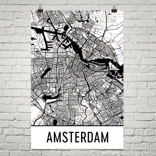 Amsterdam Street Map Poster Black