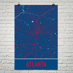 Atlanta Street Map Poster Black and Red