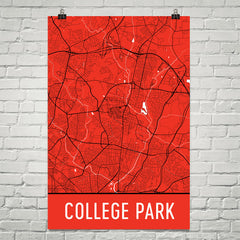 College Park MD Street Map Poster White