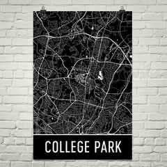 College Park MD Street Map Poster Red