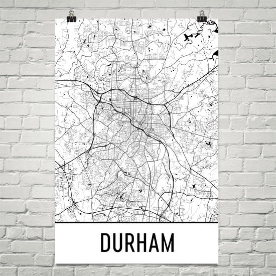 Durham NC Street Map Poster Black