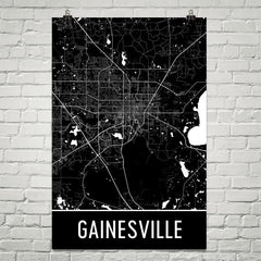 Gainesville FL Street Map Poster Blue