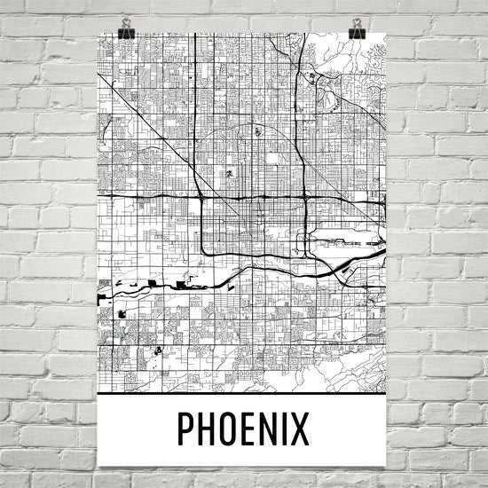 Phoenix AZ Street Map Poster Black