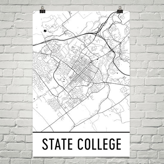 State College PA Street Map Poster Black