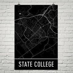 State College PA Street Map Poster Blue