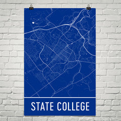 State College PA Street Map Poster White