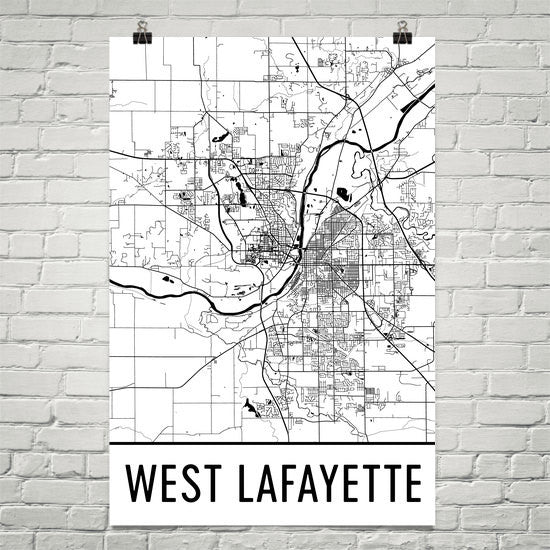 West Lafayette IN Street Map Poster Black