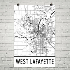 West Lafayette IN Street Map Poster Black