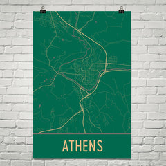 Athens Ohio Street Map Poster White