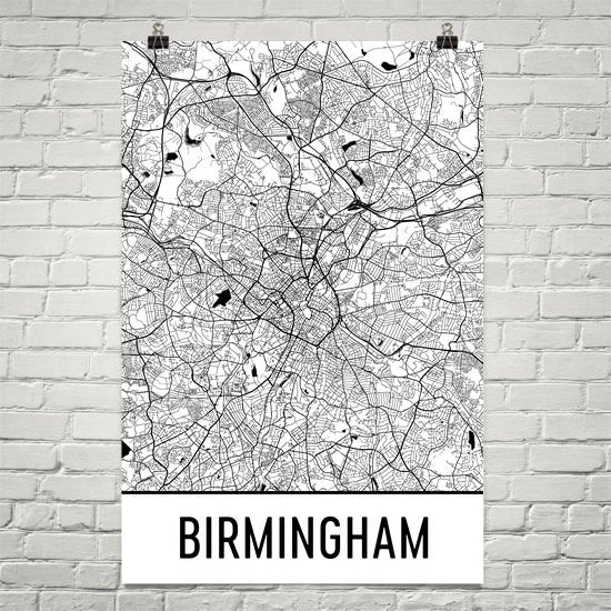 Birmingham Street Map Poster Black