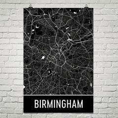 Birmingham Street Map Poster White