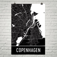Copenhagen Denmark Street Map Poster Red