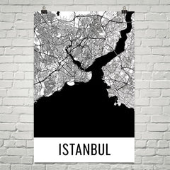 Istanbul Turkey Street Map Poster Black