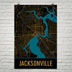 Jacksonville FL Street Map Poster White