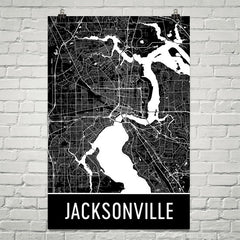Jacksonville FL Street Map Poster Black and Gold