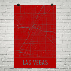 Las Vegas NV Street Map Poster Red