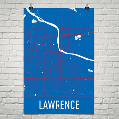 Lawrence KS Street Map Poster White