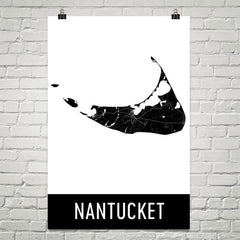 Nantucket MA Street Map Poster Blue