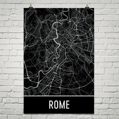 Rome Italy Street Map Poster White