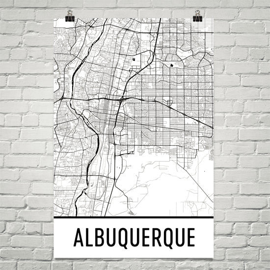 Albuquerque NM Street Map Poster White