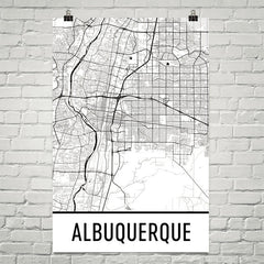 Albuquerque NM Street Map Poster White