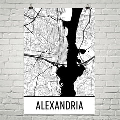 Alexandria VA Street Map Poster Black