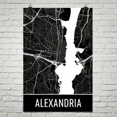 Alexandria VA Street Map Poster White