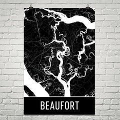 Beaufort SC Street Map Poster Black