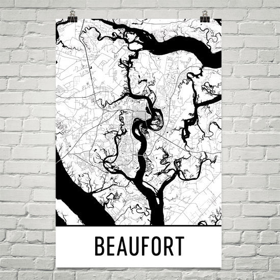 Beaufort SC Street Map Poster White