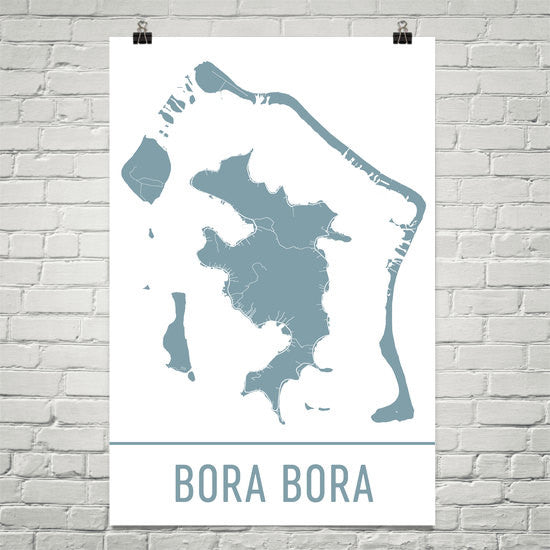 Bora Bora Street Map Poster Blue