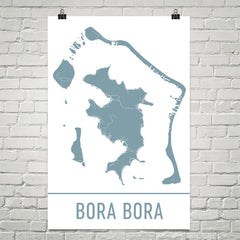 Bora Bora Street Map Poster Blue