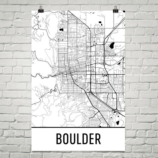Boulder CO Street Map Poster White