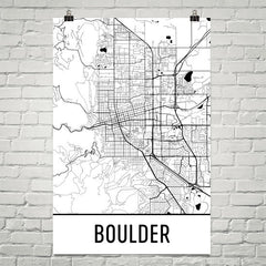 Boulder CO Street Map Poster White